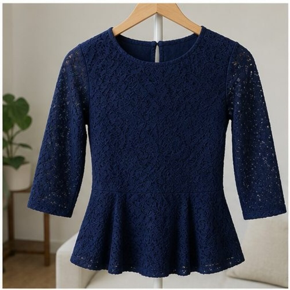 Navy Button Blouse